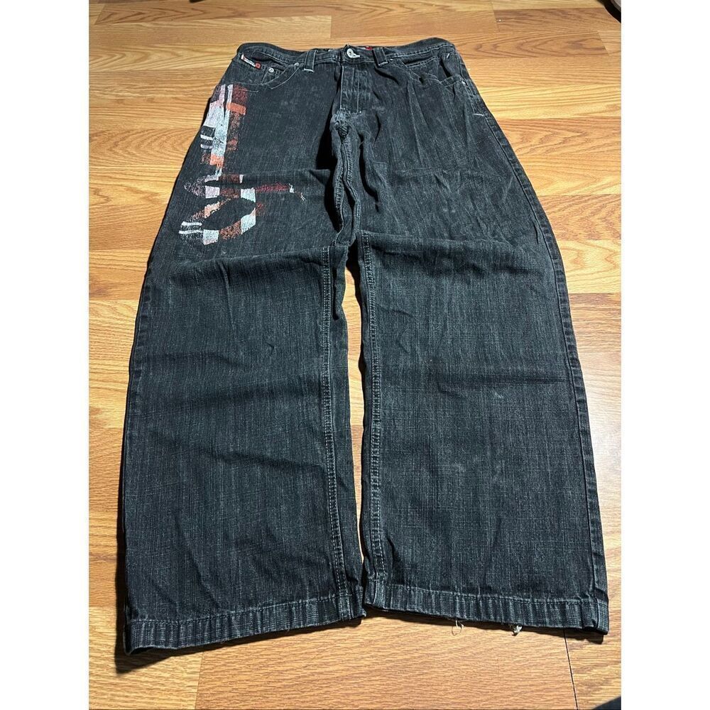 Vintage Y2K Southpole Red Tab Black Baggy Wideleg Jeans